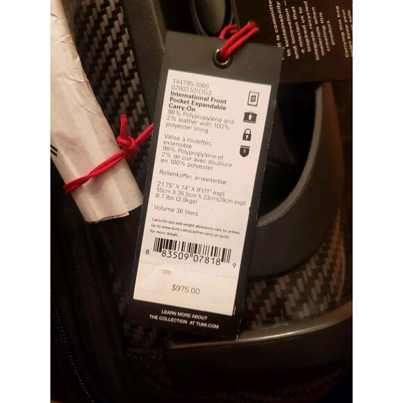 NEW TUMI International Front Pocket Expandable 4 Wheeled Carry-On BLACK GRAPHITE - Picture 13 of 13